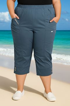 Picture of CURVY GIRL THREE QUARTER STRETCH COTTON CROP TROUSER